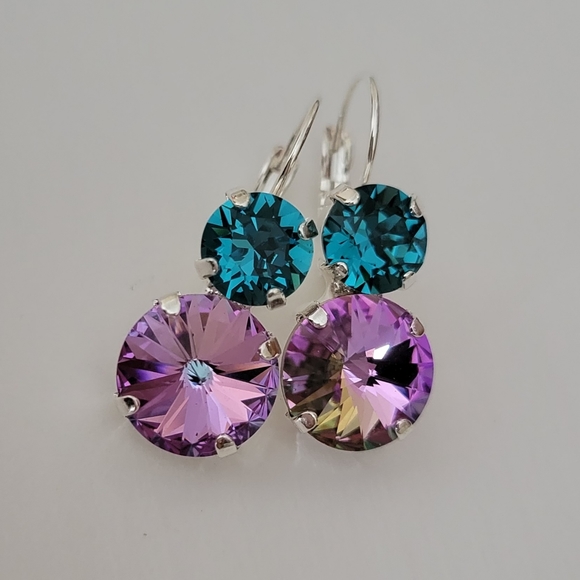 Austrian Crystal Earrings in Shiny Silver - Picture 7 of 11